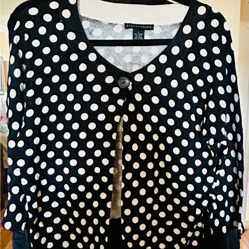 Stylish Black and White Polka Dot Cardigan